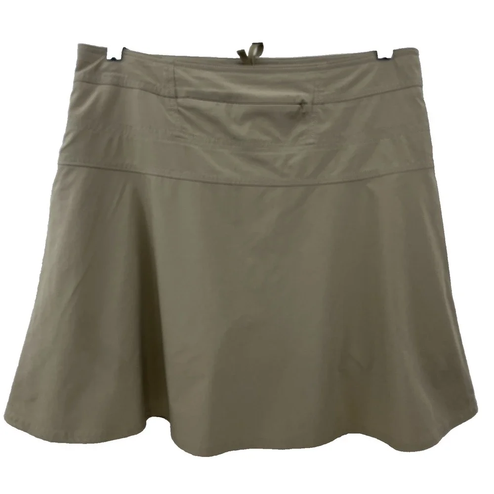 Athleta Skort Tennis Sports Zip Pocket Skirt Shorts Size 12 Beige Tan